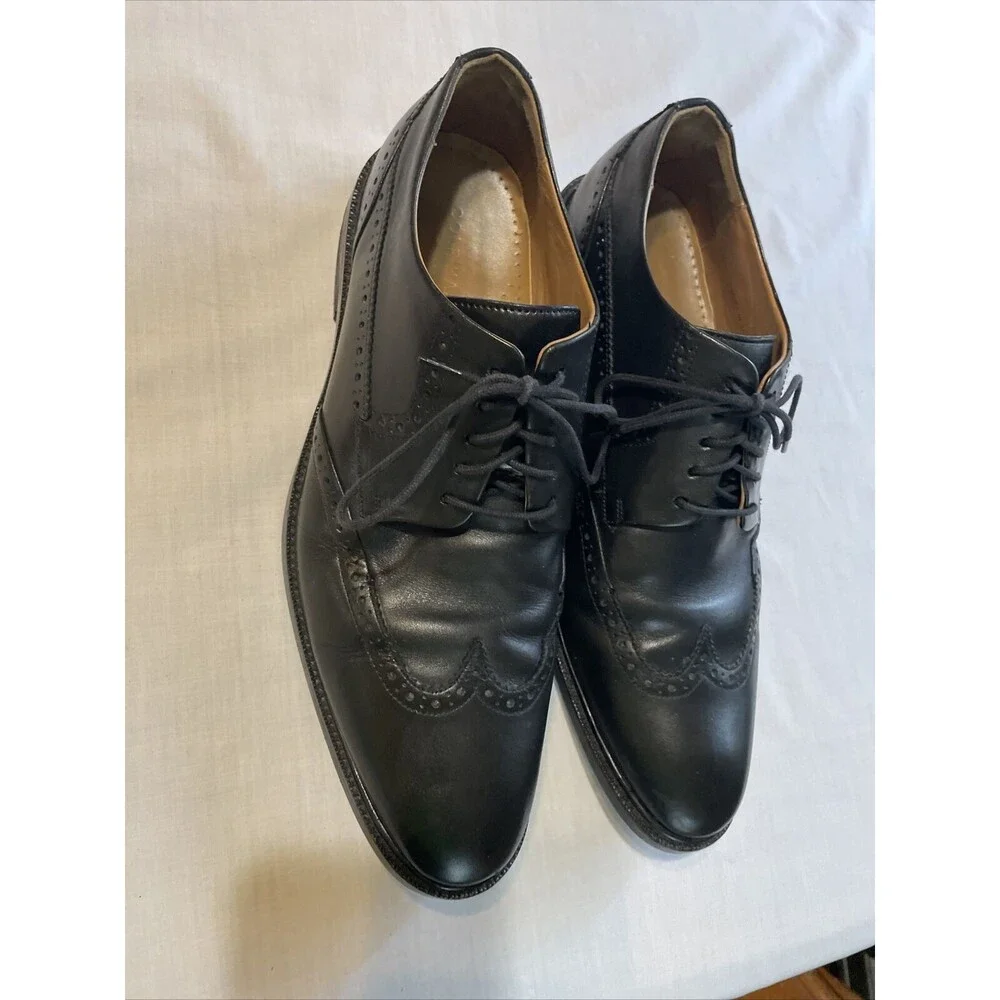 Cole Haan Dress Wingtips Mens Size 10.5 M Black Leather Oxford Block Heel 4/1